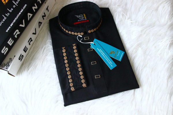 Black Color Embroidery Contrast Punjabi