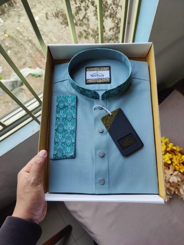 Gray Blue Color Contrast Silver Punjabi