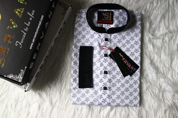 White Color With Black Flower Contrast Punjabi
