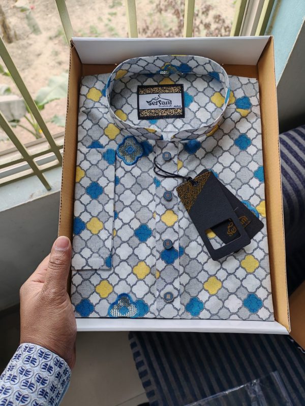 Imported Digital Printed Sequence Panjabi- White