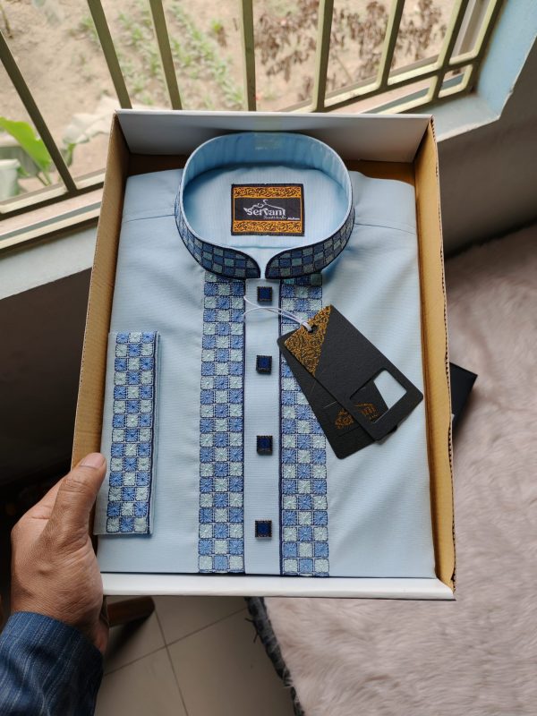 Imperial Blue Embroidery Signature Panjabi - Elite Edition