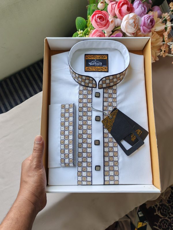 White Embroidery Signature Panjabi – Elite Edition