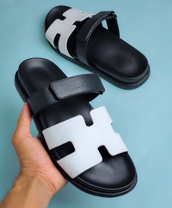Urban Slide Leather Sandal – B&W