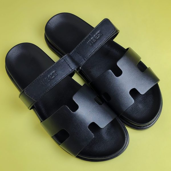 Urban Slide Leather Sandal - Black