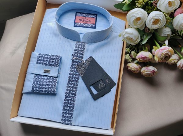 Sky Blue Double Plate Premium Panjabi