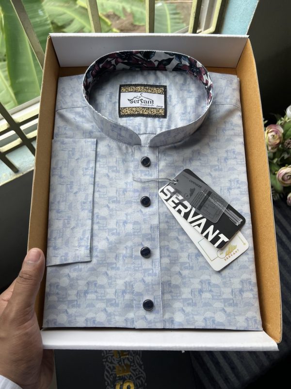 Sky Gray Printed Panjabi