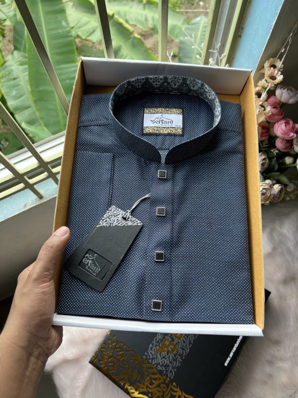 Nakshi Katha Navy Blue Solid Panjabi